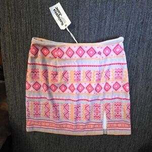 NWT Savanna Jane Large Corduroy Pink Print Mini Skirt Southwestern Pastel